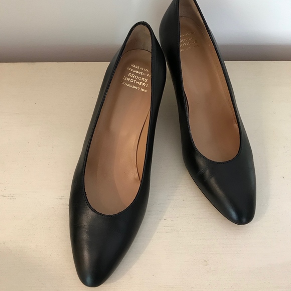 BROOKS BROTHERS BLACK CALF LEATHER HEELS NWOT - Picture 1 of 8